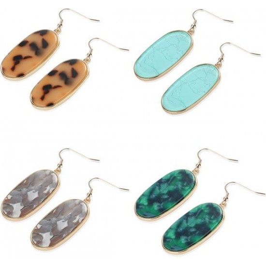 4Pairs Oval Acrylic Dangle Earrings For Women Lightweight Leopard Blue Green Shell Beige Mottled Resin Statement Oval Drop Earrings Set 4Pairs Oval Acrylic Dangle Earrings For Women Lightweight Leopard Blue Green Shell Beige Mottled Resin Statement Oval Drop Earrings Set
